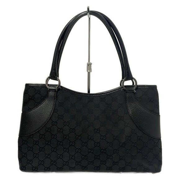 Auth GUCCI GG 113015 Black Jacquard Leather - Tote Bag - Picture 1 of 8